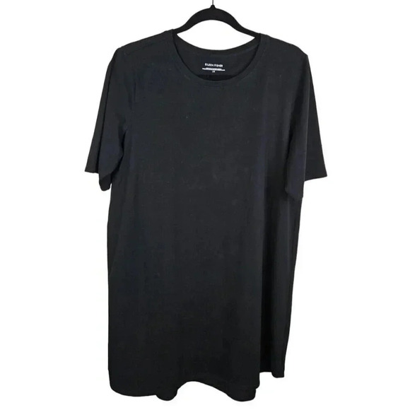 Eileen Fisher Stretch Jersey Knit Crew Neck Dress Easy Fit Size Large Black - Picture 1 of 8